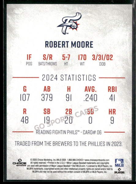 2025 Reading Fightin Phils 1st Robert Moore