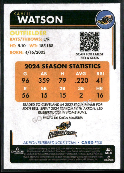 2025 Akron RubberDucks Kahlil Watson
