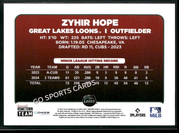 2025 Great Lakes Loons Zyhir Hope