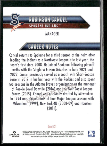 2025 Spokane Indians Robinson Cancel