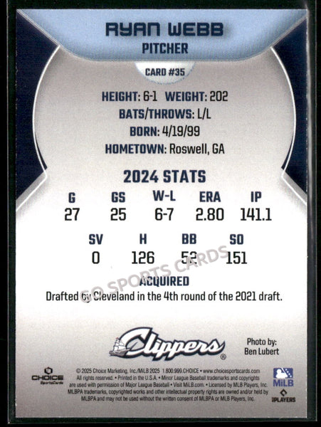 2025 Columbus Clippers Ryan Webb
