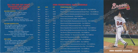 2008 Atlanta Braves Pocket Schedule (Mark Teixeira, Flat)