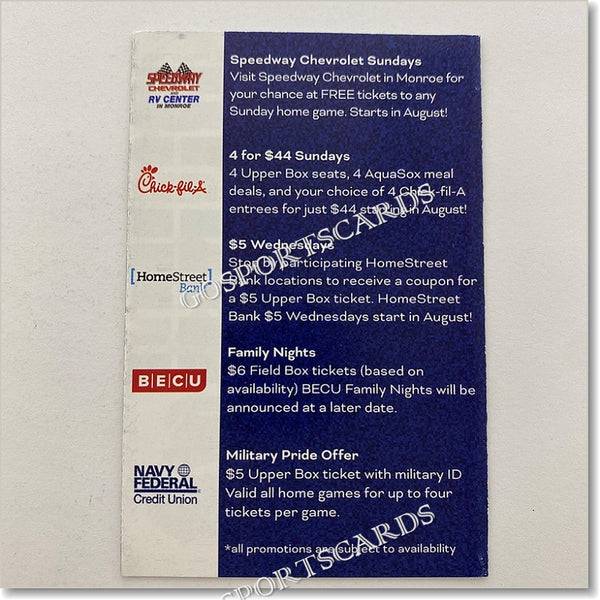 2021 Everett AquaSox Pocket Schedule