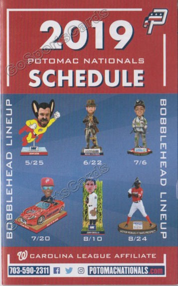 2019 Potomac Natoinals Pocket Schedule