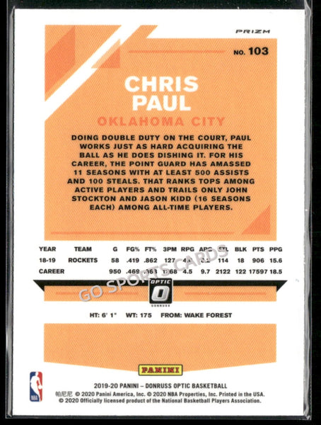 2019-20 Donruss Optic Chris Paul Blue Velocity Prizm #103