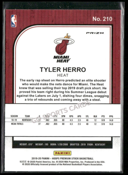 2019-20 Panini Hoops Premium Stock Red Cracked Ice Tyler Herro #210