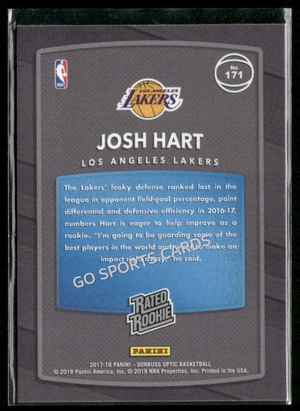 2017-18 Donruss Optic Josh Hart Rated Rookie Red Yellow #171