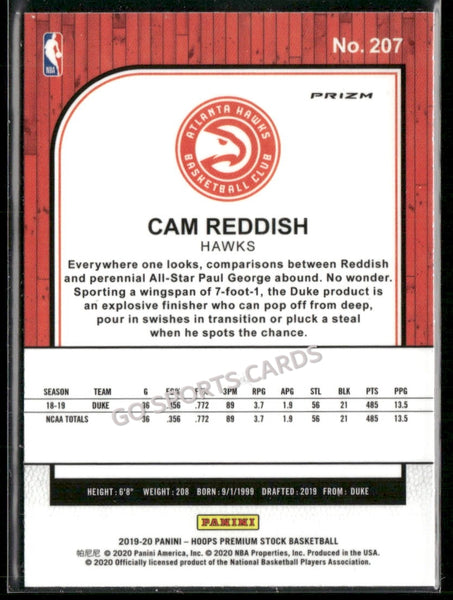 2019-20 Panini Hoops Premium Stock Cam Reddish Purple Disco Prizm #207