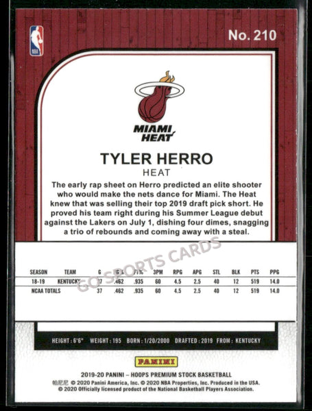 2019-20 Panini Hoops Premium Stock Tyler Herro Variation #210