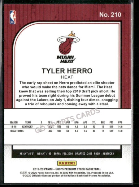 2019-20 Panini Hoops Premium Stock Tyler Herro #210