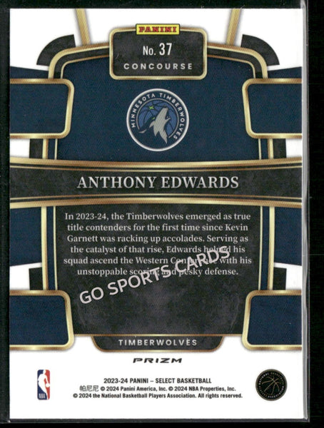 2023-24 Panini Select Concourse Anthony Edwards Flash Orange Prizm #37