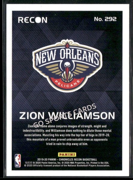 2019-20 Panini Chronicles Zion Williamson Recon Pink #292
