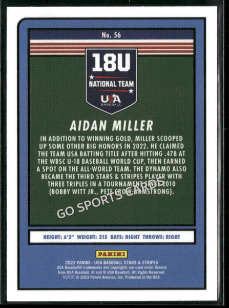 2023 Panini Stars & Stripes USA Baseball Optichrome Aidan Miller #56 RC