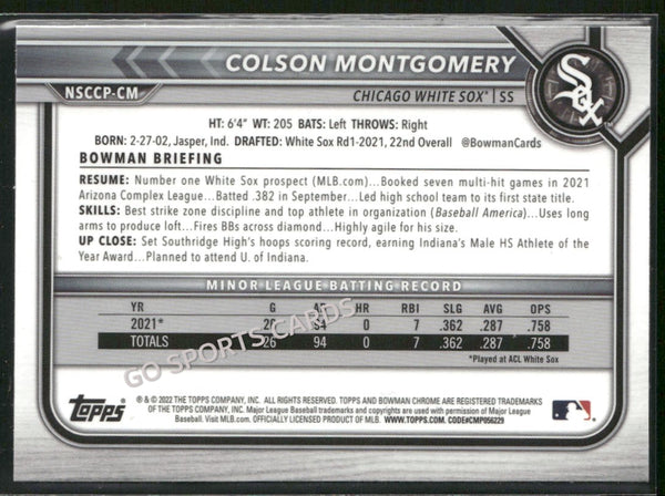 2022 Bowman Chrome National Convention Refractor Colson Montgomery #NSCCP-CM