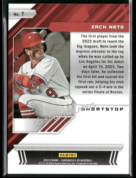 2023 Panini Chronicles Xr Blue /99 Zach Neto #7 RC