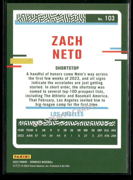 2023 Panini Donruss Red Holo /2023 Zach Neto #103 RC