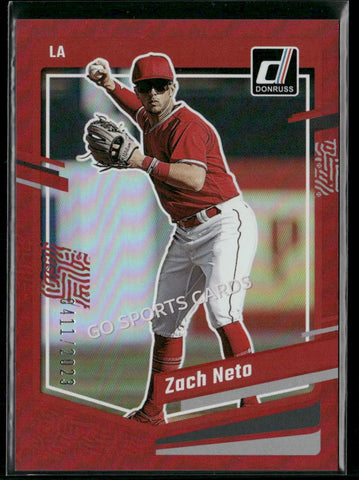 2023 Panini Donruss Red Holo /2023 Zach Neto #103 RC