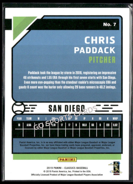 2019 Panini Chronicles Classics Red /99 Chris Paddack #7 RC