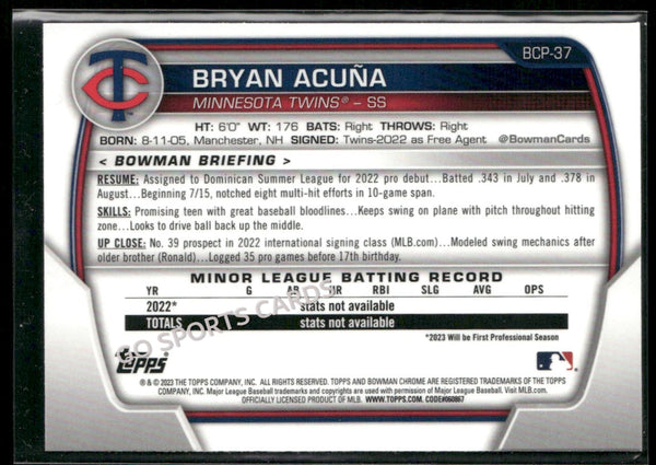 2023 Bowman Chrome Mojo Refractor Bryan Acuna #BCP-37 RC