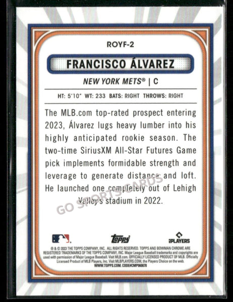 2023 Bowman Chrome Rookie Favorites Francisco Alvarez Mojo Refractor #ROYF-2 RC