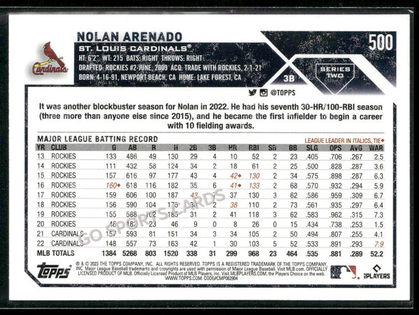 2023 Topps Blue Foilboard /999 Nolan Arenado #500