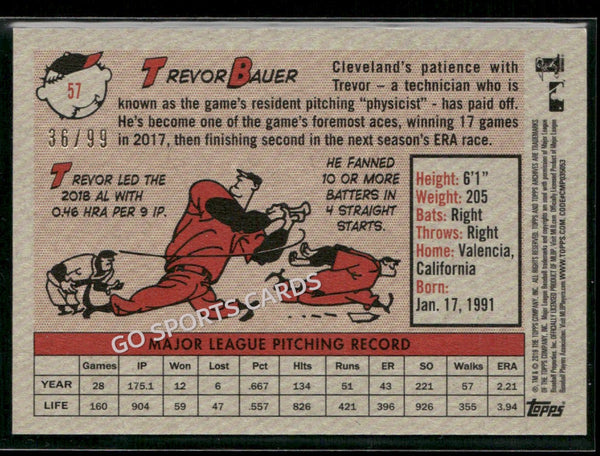 2019 Topps Archives 1958 Silver /99 Trevor Bauer #57