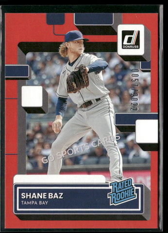 2022 Panini Donruss Rated Rookie Red /2022 Shane Baz #66 RC