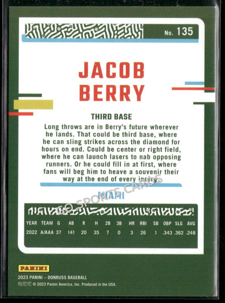 2023 Donruss Baseball Career Stat Line /343 Jacob Berry #135 RC
