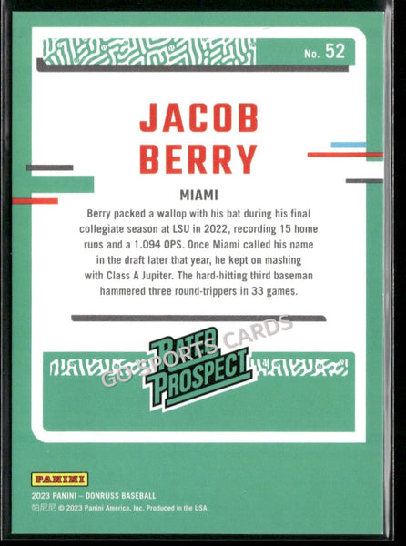 2023 Donruss Baseball Rated Prospect Holo Red /2023 Jacob Berry #52 RC