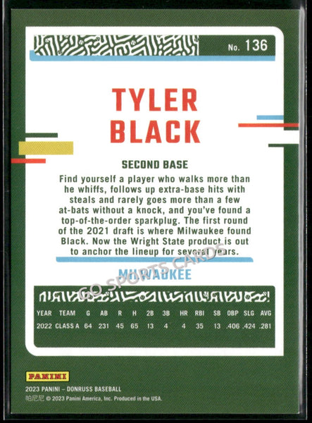 2023 Panini Donruss Holo Red /2023 Tyler Black #136 RC