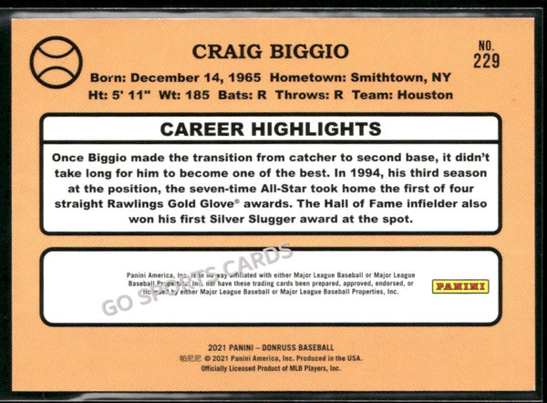2021 Panini Donruss Retro 1987 One Hundred /100 Craig Biggio #229 HOF