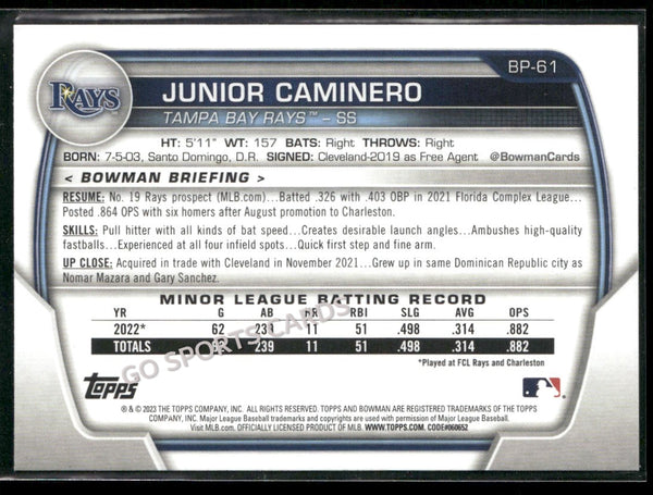 2023 Bowman 1st Junior Caminero #BP-61 RC