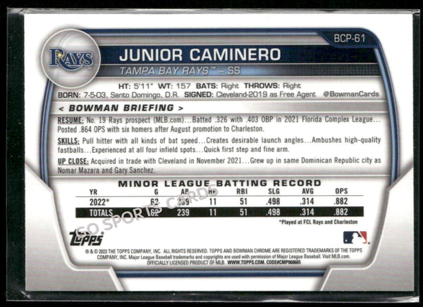 2023 Bowman Chrome Prospects 1st Junior Caminero #BCP-61 RC