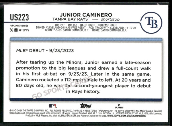 2024 Topps Update Junior Caminero #US223 RC