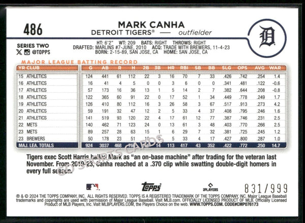 2024 Topps Series 2 Blue Foil /999 Mark Canha #486