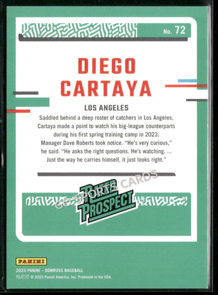 2023 Panini Donruss Rated Prospect Holo Red /2023 Diego Cartaya #72 RC