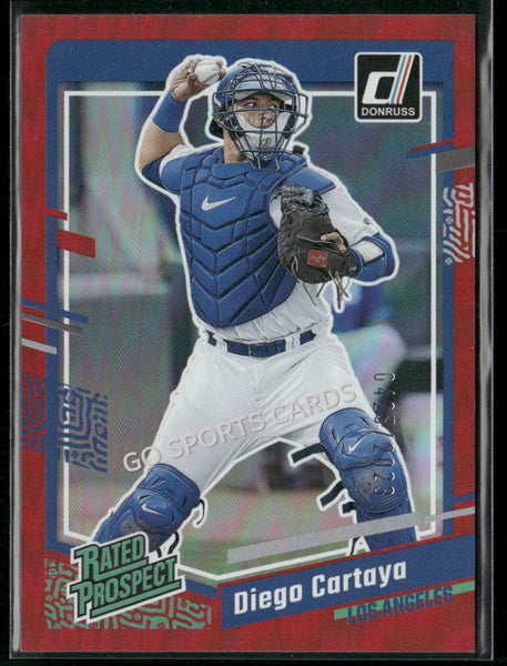 2023 Panini Donruss Rated Prospect Holo Red /2023 Diego Cartaya #72 RC