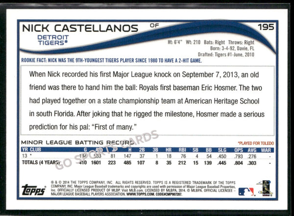 2014 Topps Nick Castellanos #195 RC