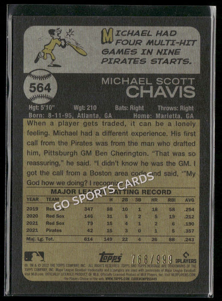 2022 Topps Heritage Chrome /999 Michael Chavis #564