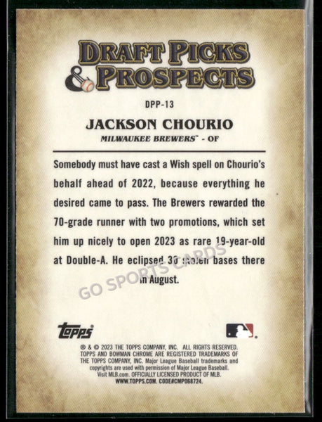 2023 Bowman Chrome Drafts Picks Prospects Jackson Chourio #DPP-13 RC
