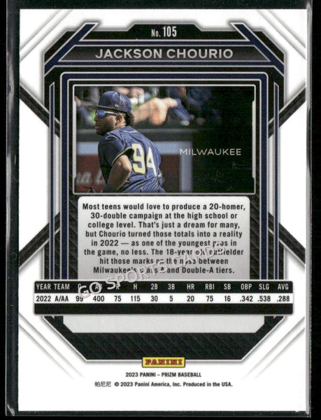 2023 Panini Prizm Jackson Chourio #105 RC