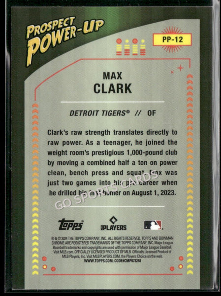 2024 Bowman Chrome Prospect Power Up Max Clark #PP-12 RC