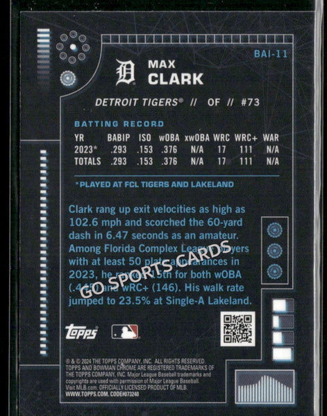 2024 Bowman Chrome AI Max Clark #BAI-11 RC