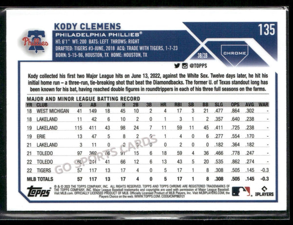 2023 Topps Chrome Kody Clemens Prism Refractor #135 RC