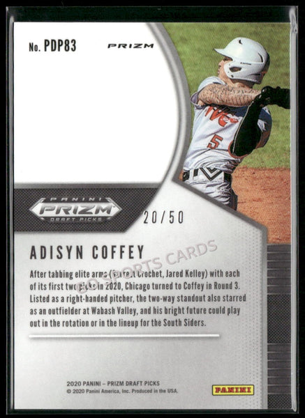 2020 Panini Prizm Draft Picks Neon Orange Prizm #/50 Adisyn Coffey #PDP83 RC