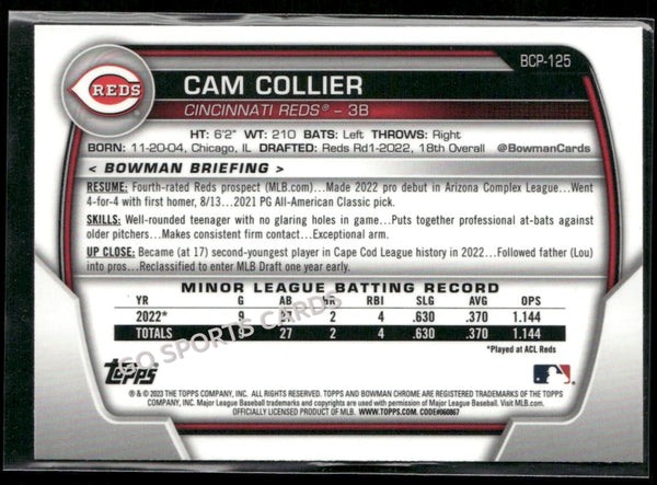 2023 Bowman Chrome Prospects 1st Mojo Cam Collier #BCP-125 RC
