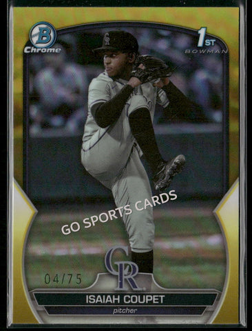 2023 Bowman Draft Chrome Yellow Refractor /75 Isaiah Coupet #BDC37 RC
