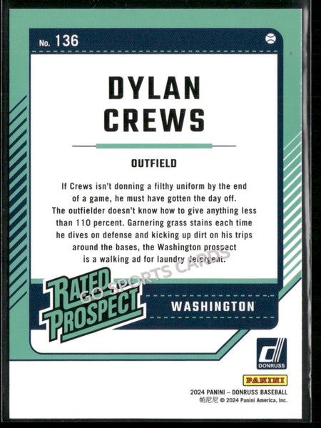 2024 Donruss Rated Prospect Dylan Crews #136 RC