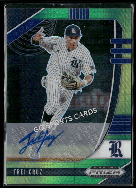 2020 Prizm Draft Picks Green & Yellow Hyper Trei Cruz #PDP73 Autograph