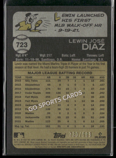 2022 Topps Heritage Chrome /999 Lewin Diaz #723